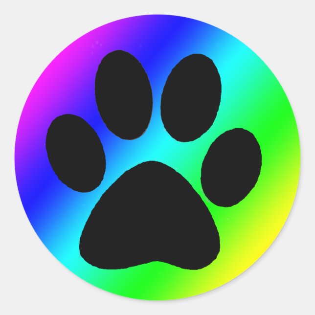 Adesivo Rainbow Round Dog Paw.png (Frente)
