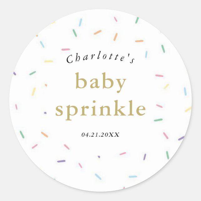 Adesivo Rainbow Sprinkles Baby Sprinkle Convite (Frente)
