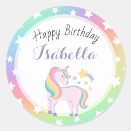 Adesivo Rainbow Stars & Magical Unicorn Happy Birday