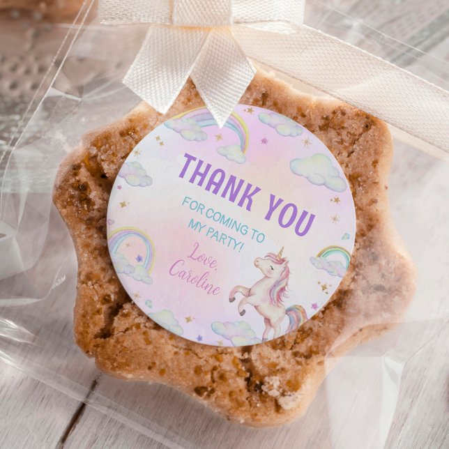 Adesivo Rainbow Unicorn Birthday ClassRound Sticker (Criador carregado)