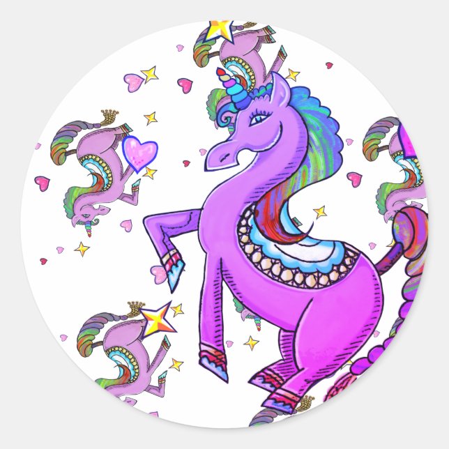 Adesivo Rainbow Unicorn Classic Round Sticker (Frente)