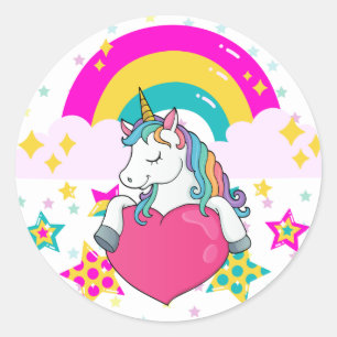Adesivo Rainbow Unicorn com estrelas