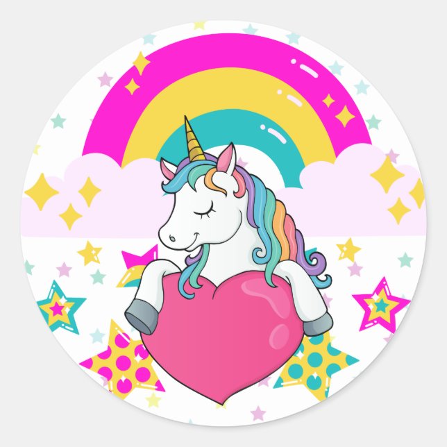 Adesivo Rainbow Unicorn com estrelas (Frente)