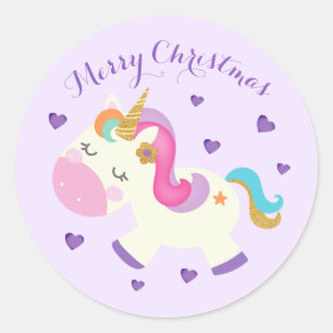Adesivo Rainbow Unicorn Natal Roxo