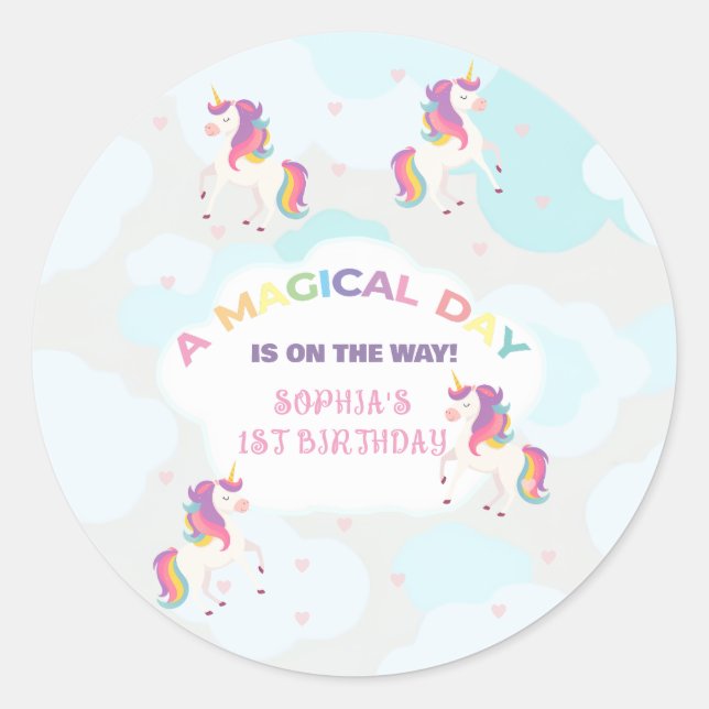 Adesivo Rainbow Unicorn Party Stickers (Frente)