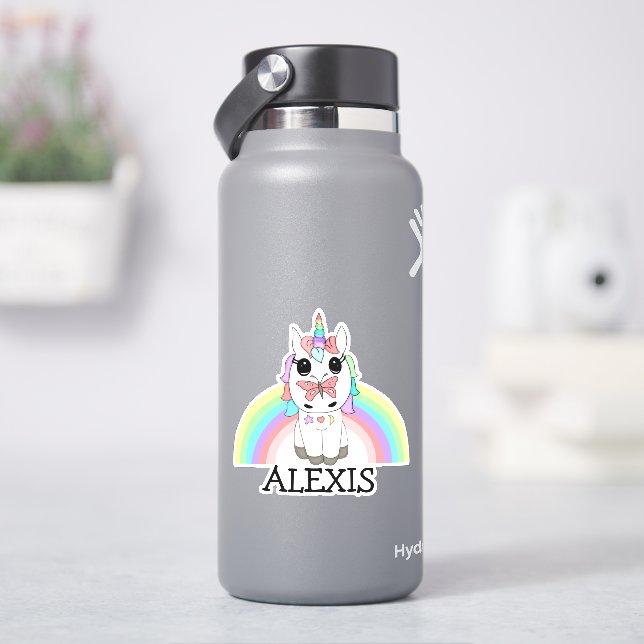 Adesivo Rainbow Unicorn Personalizado Name Sticker (HidroFlask)