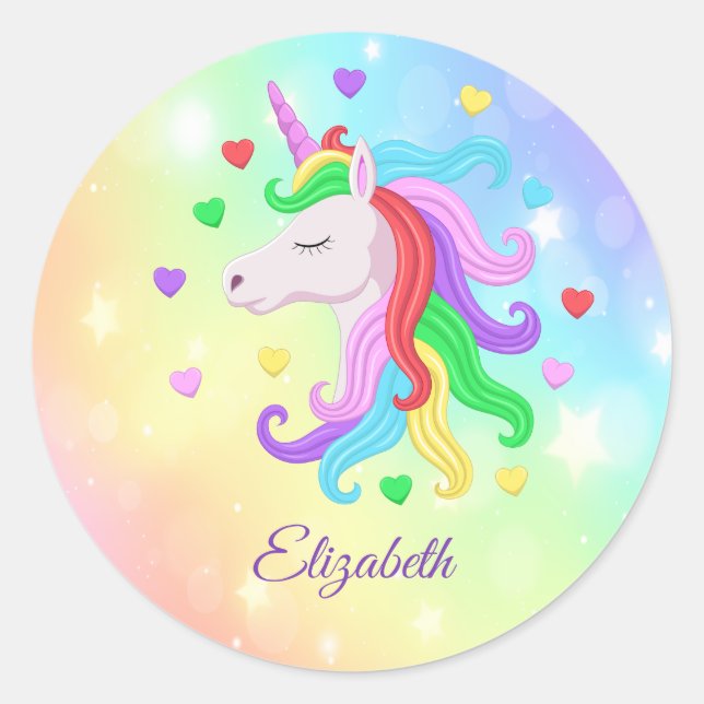 Adesivo Rainbow Unicorn Pony Hearts Sparkles Girly (Frente)