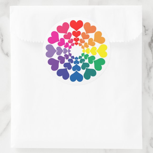 Adesivo Rainbow Valentine Hearts in a Circle (Bolsa)