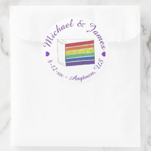 Adesivo Rainbow Weding Slice Slice Púrpura Coração LGBT Ga