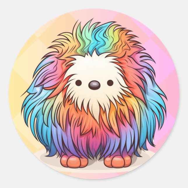 Adesivo Rainbow Yeti Round Sticker (Frente)