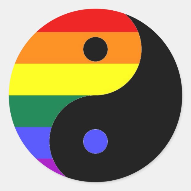 Adesivo Rainbow Yin e Yang - Cores Rainbow do Orgulho LGBT (Frente)