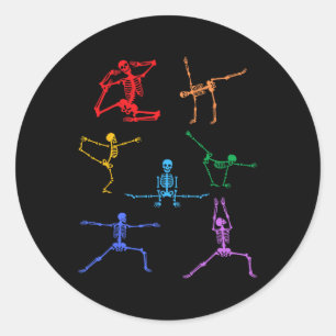 Adesivo Rainbow Yoga Skeleton Exercício Osso Halloween Par