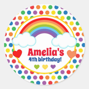 Adesivo Rainbows Hearts and Dots Girls Aniversário