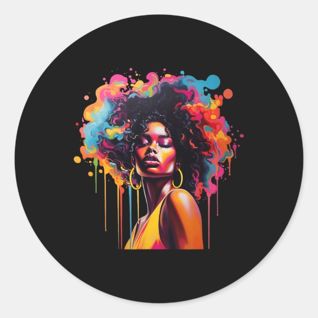 Adesivo Rainha Afro Melanin Derrubando o 10º Aniversário (Frente)