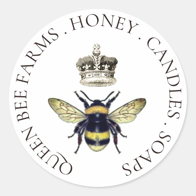 Adesivo Rainha Bee e Coroa Regal Apiary (Frente)
