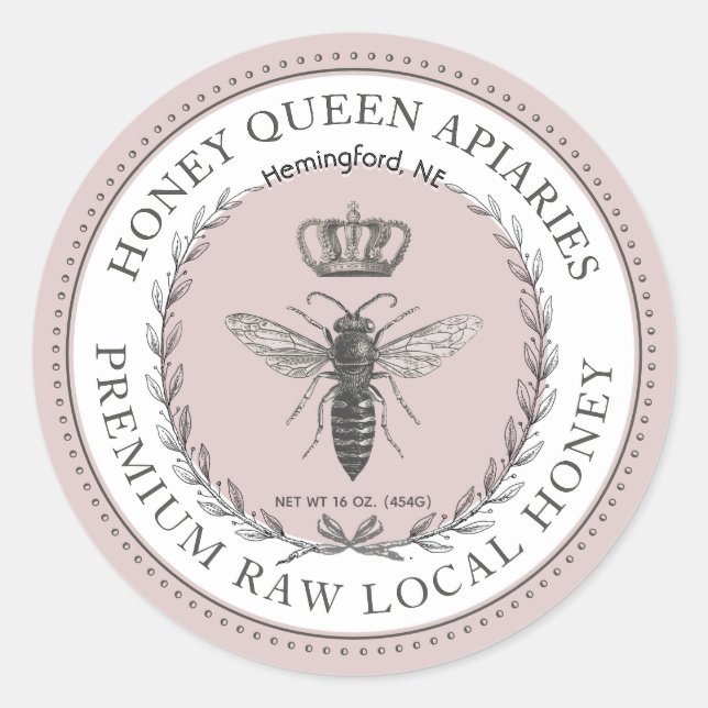 Adesivo Rainha Bee Honey Crown Wreath Dotada Fronteira (Frente)