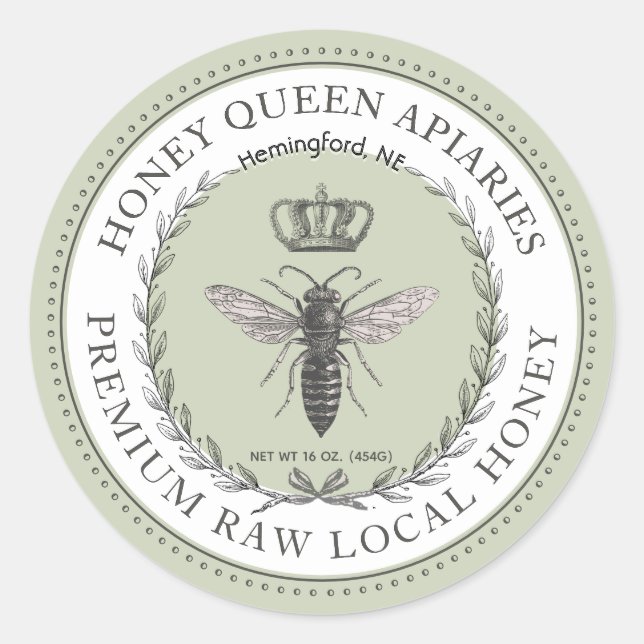 Adesivo Rainha Bee Honey Crown Wreath Dotada Fronteira Cla (Frente)