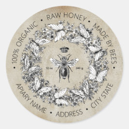 Adesivo Rainha Borboleta Abelha Mel Kraft Moderna Vintage