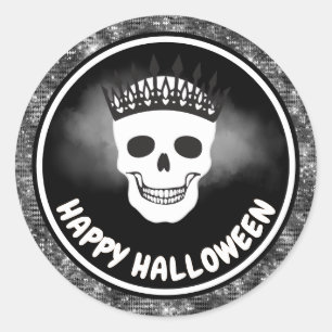 Adesivo Rainha Caveira Branca & Halloween com Brilho Preto