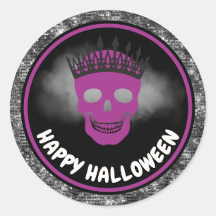Adesivo Rainha Caveira Roxa & Halloween com Brilho Preto