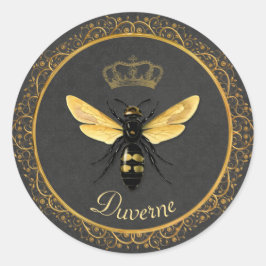 Adesivo Rainha Cinza de Abelhas Francesas Elegante Amarelo