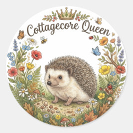 Adesivo Rainha Cottagecoreouriço Fofo Coroa Floral