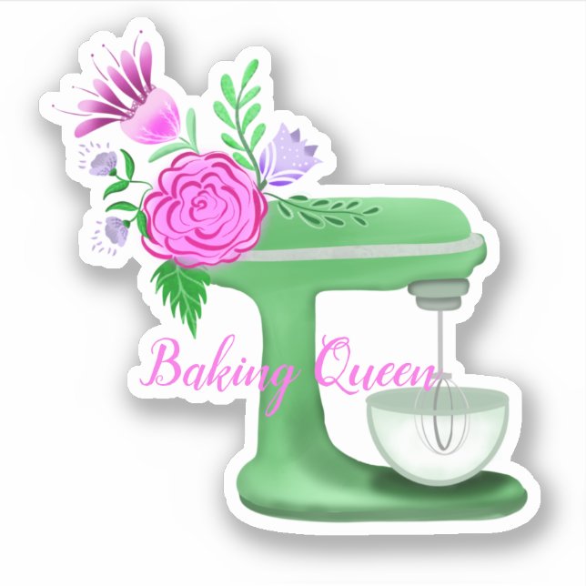 Adesivo Rainha da Confeitaria com Batedeira Floral (Frente)