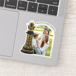 Adesivo Rainha da minha vida, Roteiro Dourado Xadrez Negro
