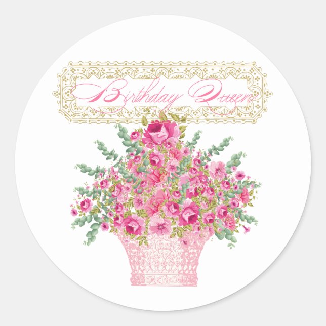 Adesivo Rainha de Aniversário, Feliz Aniversário Envelope  (Frente)