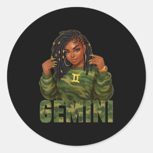 Adesivo Rainha de Gêmeos Mulher Preta Localizada Camuflage