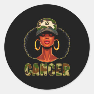 Adesivo Rainha do Câncer Mulher Negra Com Camuflagem de Bo