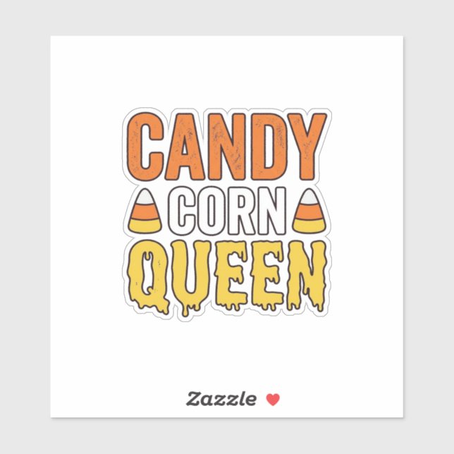 Adesivo Rainha do Candy Corn Design de Camiseta de Hallowe (Folha)