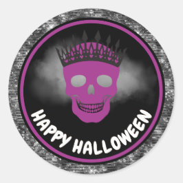 Adesivo Rainha do crânio roxo e Dia das Bruxas de Glitter 