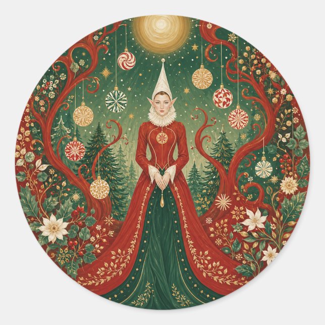 Adesivo Rainha Elfa da Floresta Enluarada de Natal (Frente)