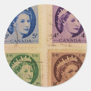 Adesivo Rainha Elizabeth Vintage Stamps Stickers