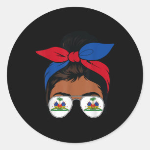 Adesivo Rainha Haitiana Messy Bun Bandana Bandeira 1804 In