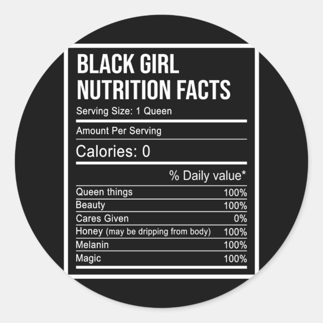 Adesivo Rainhas Negras Negras Fatos Nutricionais Amigos (Frente)