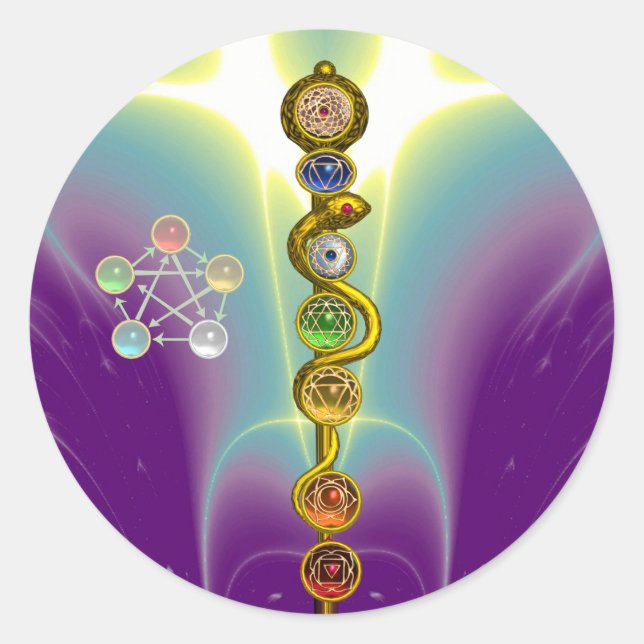 ADESIVO RAIO DE ASCLEPIUS 7 CHAKRAS,YOGA, ENERGIA ESPIRITU (Frente)