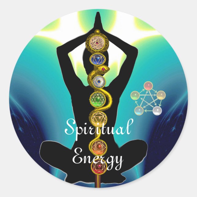 Adesivo RAIO DE ASCLEPIUS 7 CHAKRAS,YOGA LOTUS POSE Blue (Frente)