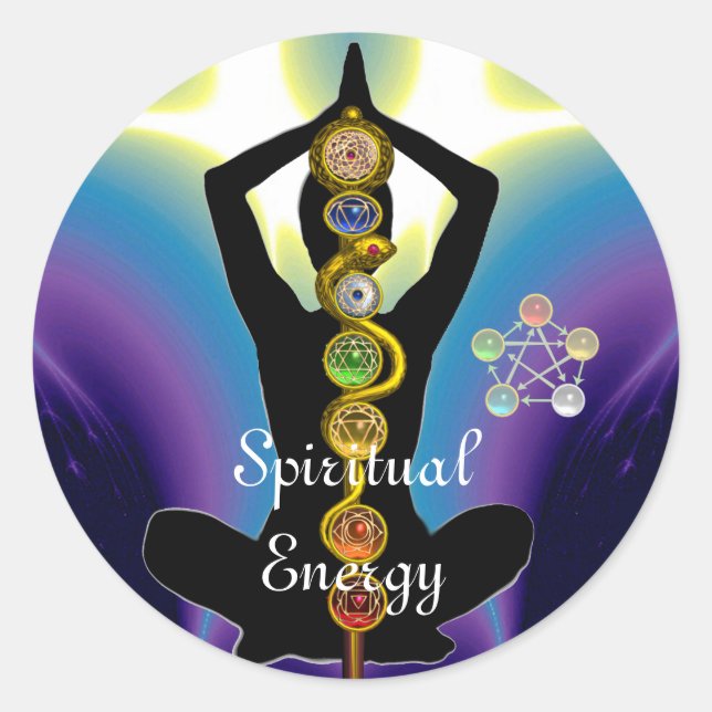 Adesivo RAIO DE ASCLEPIUS 7 CHAKRAS,YOGA LOTUS POSE Roxo (Frente)