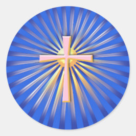 Adesivo Raios de Luz da Cruz Religiosa (Azul)