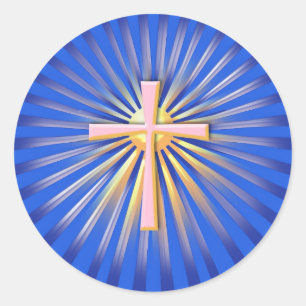 Adesivo Raios de Luz da Cruz Religiosa (Azul)