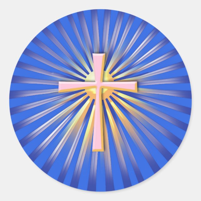 Adesivo Raios de Luz da Cruz Religiosa (Azul) (Frente)