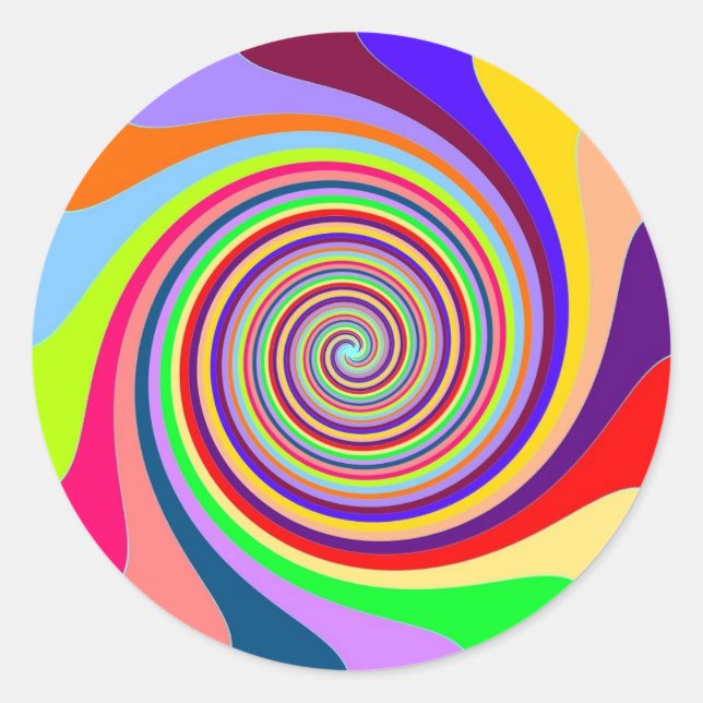 Adesivo Raios-doces de pop-arte psicodélica brilhante (Frente)
