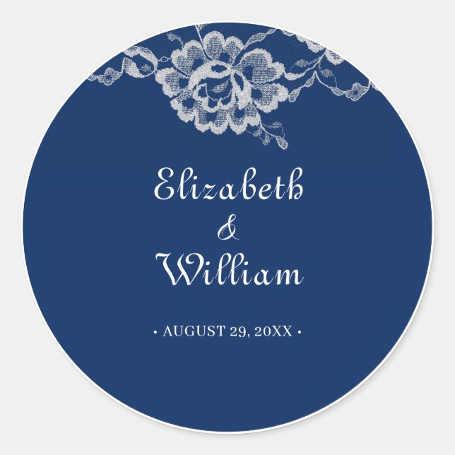 Adesivo Raios Florais Elegantes no Casamento Azul Marinho (Frente)