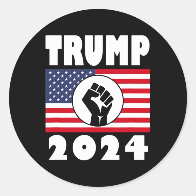 Adesivo Raised Fist Trump 2024 American Flag Patriot (Frente)