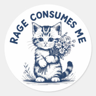 Adesivo Raiva Me Consome Gatinho Engraçado Sarcástico Flor