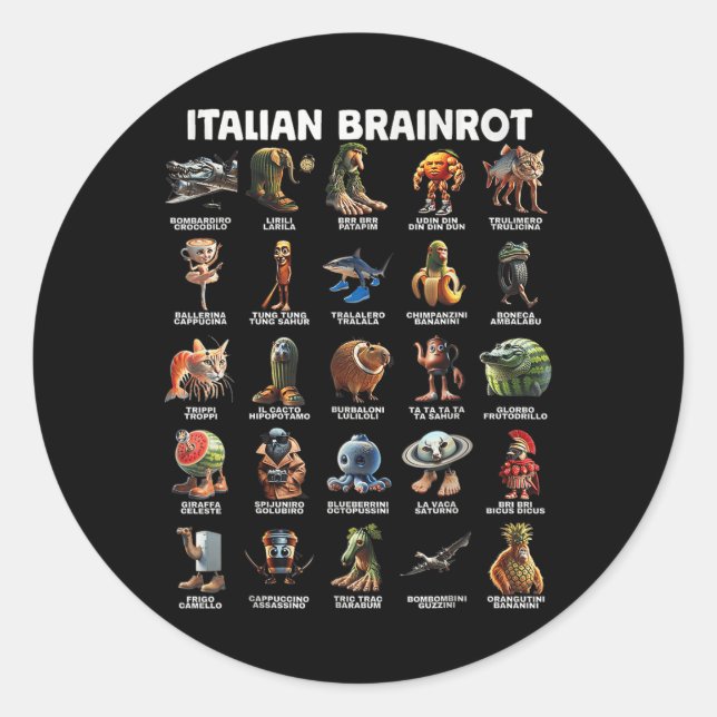Adesivo Raiz Cérebro Italiana Brainrot Memes Funny Italian (Frente)