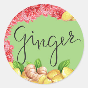 Adesivo Raiz de gengibre com flor