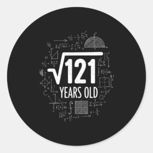 Adesivo Raiz Quadrada de Matemática 121 Anos de Idade, Mat